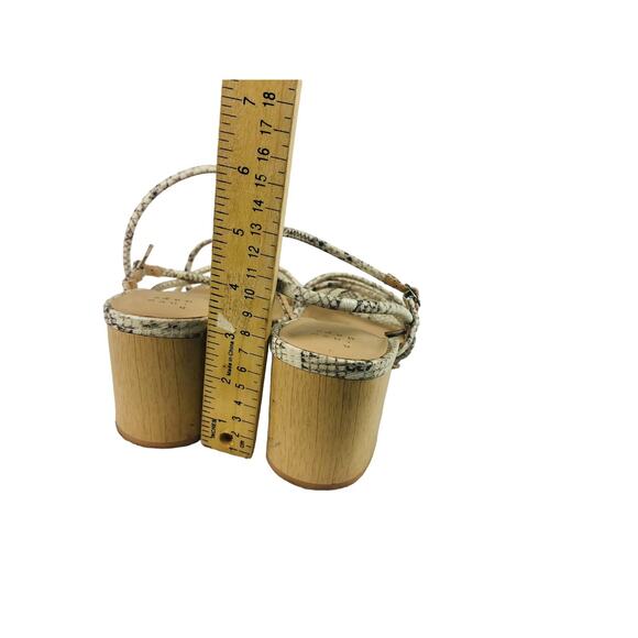 A New Day Sandals US 10 Snake Embossed Strappy Peep Toe Faux Leather Block Heels - Picture 5 of 6